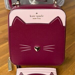 Kate Spade Burgundy and Pink Cat Shoulder Bag